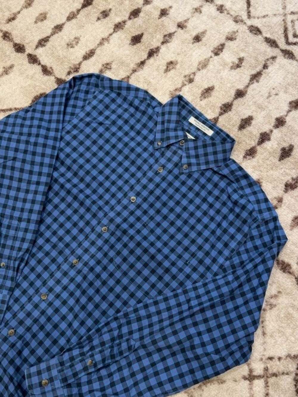 L.L.Bean Wrinkle Resistant Traditional Fit Button Down Shirt Blue Plaid Size M